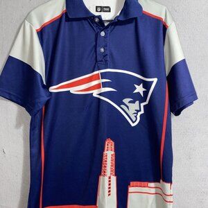 New England Patriots NFL Men's Jersey Blue/Gray Short Sleeve Golf Polo Logo Sz M